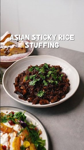 how to make asian sticky rice stuffing | part 4 of christmas dinner
