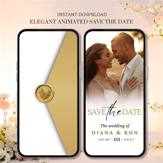 Elegant Animated Save the Date Invite, Canva Template (digital Download) - Etsy