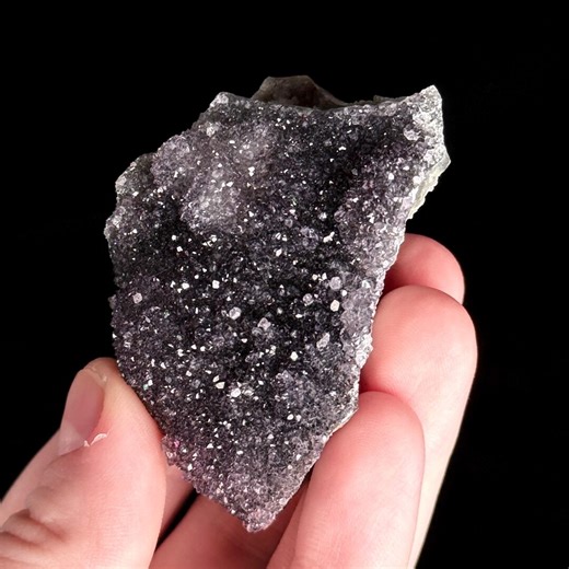 Uruguay Charcoal Amethyst Druzy Cluster on Matrix Dark Smoky Grey Quartz Crystal Specimen Fine Sparkle - Etsy