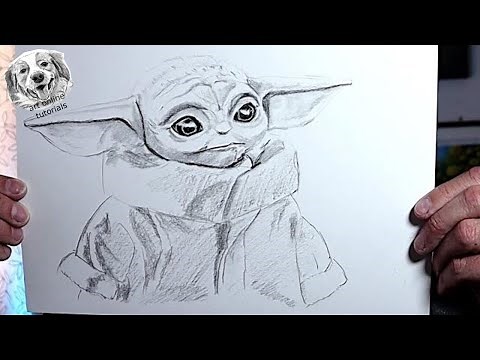 How To DRAW a realistic Grogu with pencil. ✍