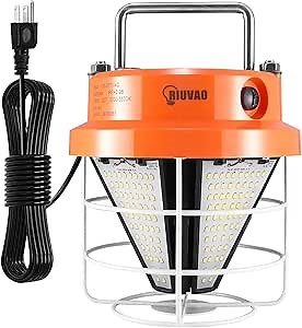 Led Temporary Work Light 100W，Super Bright 15000LM 5000k Construction Lights with Hook Portable Hanging Linkable Durable LED Work Temp Lights for Damp Location Outdoor Indoor Area Lighting