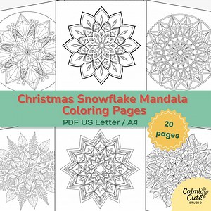 Christmas Snowflake Mandala Coloring Pages | 20 Winter Designs | Digital Download PDF - Etsy