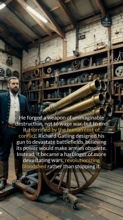 The surprising humanitarian motive behind the devastating Gatling gun invention. #history #facts #militaryhistory | Discover the Unknown