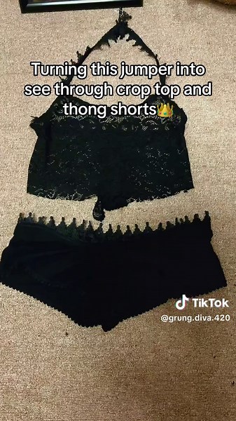 Transforming a Jumper into a Stylish Crop Top and Shorts