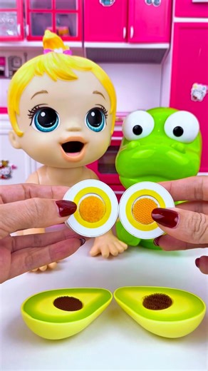 ASMR Unboxing Minnie Mouse & Pororo Egg Avocado Toy | Satisfying ASMR Kitchen Unboxing #shorts