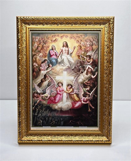 Tableau Religieux Style Ancien - Lithographie "le Jugement Dernier" - Catéchisme En Images - Cadre Baroque Doré - Art Sacré Vintage - Etsy