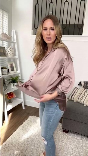 Rose Blouse, Holleygirl.com // Satin Silk Silky Button Down How to Style Outfit Work Office