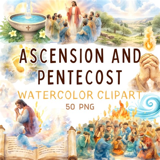 Ascension and Pentecost Watercolor Clipart Bundle 50 PNG Christian Bible Story Church Graphics - Etsy