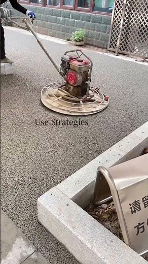 The process of leveling the ground with a floor machine