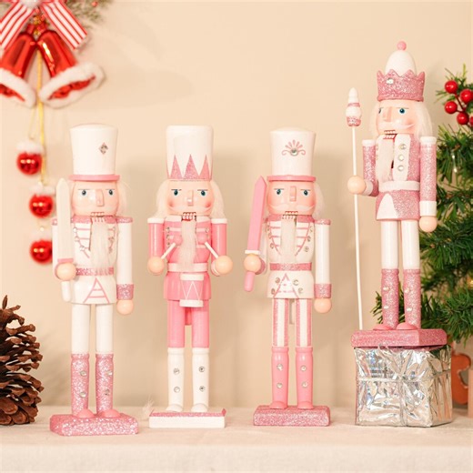 Wooden Pink & White Nutcracker Set - Princess Style Christmas Soldiers - Fairytale Holiday Decor With Moving Mouth,christmas Gift - Etsy