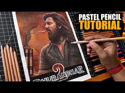 Dhurandhar 2 Drawing, Ranveer Singh Drawing, Pastel Pencil Drawing Tutorial 🔥