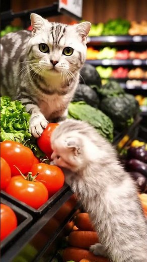 Mother Cat and Kitten Go Shopping at the Supermarket Together | Adorable Cat Family Adventure #cat