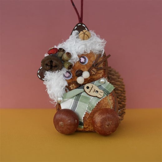 Handmade Pinecone Squirrel Ornament | Woodland Folk Art Decor - Etsy