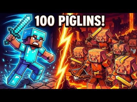 I Fought 100 PIGLINS at Once in Minecraft!