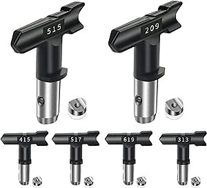 6pcs Spray Tips for Airless Paint Sprayer, Reversible Spray Tip Airless Paint Sprayer Nozzles Tips, Air-Less Paint Sprayer Tips Replacement Parts Accesseries （209 313 415 515 517 619）