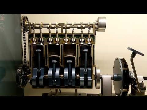 Cross section of an engine. cylinder and piston movement four-stroke engine.