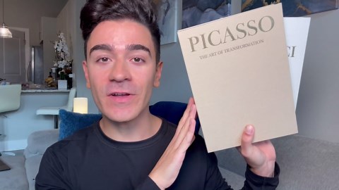 Decorative Storage Books Set (2) – Premium Linen Coffee Table Decor – Neutral Taupe & Beige – Da Vinci & Picasso Hidden Book Storage Box