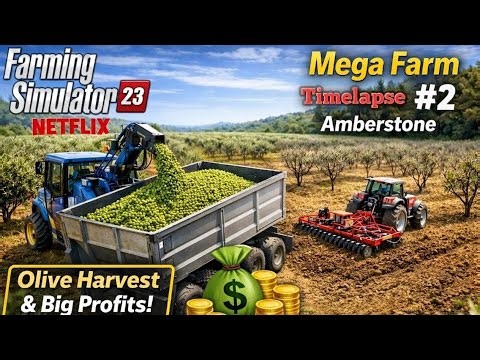 Olive Harvest COMPLETE! Sold Everything & Huge Profit | Mega Farm Timelapse #2 | FS23 | FS23 Netflix