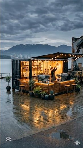 ☕ Luxury Container Café Transformation 🌧️✨#shorts #shortvideo #short