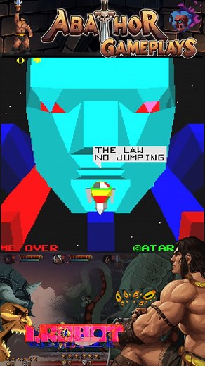 First 3D real time polygon game. Fun, sharp, playable. Unhappy Interface Robot vs Big Brother. Tribute to Isaac Asimov & Arthur Clarke. Atari 1984 | Abathor