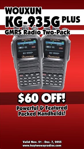 Huge discounts on KG-935 Series handheld radios during our 2025 Cyber Holiday Sale at Buy Two Way Radios! Save big on GMRS & Ham radios! Available now: https://www.buytwowayradios.com/specials.html | Buy Two Way Radios
