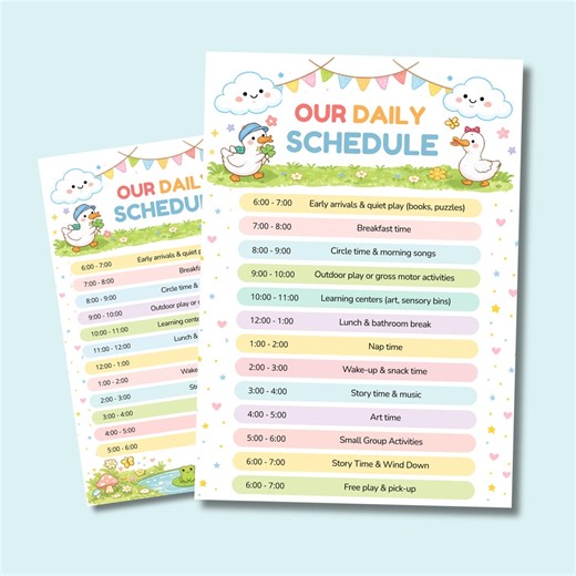 Daycare Daily Schedule Template Editable Canva Kids Routine Chart Printable Preschool Visual Schedule Silly Goose Theme Classroom Digital - Etsy