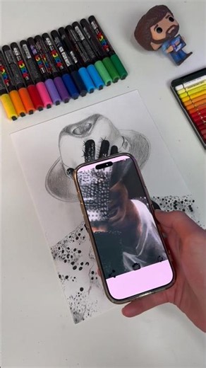 Drawing Michael Jackson, but the colors are inverted #art #drawing