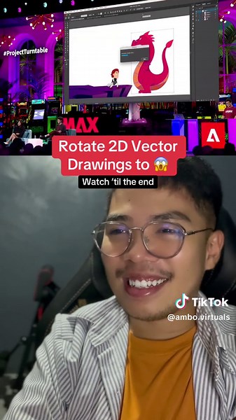 Adobe Max Sneaks: See your 2D vector drawings in whole new way. Rotate your drawings in 3d! #adobemax #AdobeCreativeCloud #Adobe #design #animation #graphic