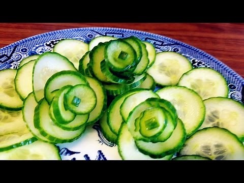 How To Make Cucumber Rose Flower | Vegetable Carving Garnish | Roses Garnish - Italypaul.co.uk