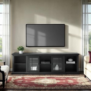 Walker Edison Transitional Glass-Door TV Stand for TVs up to 90”, Black