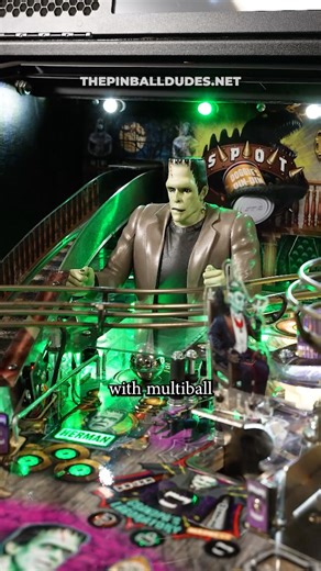 🧟‍♂️⚡ The Munsters Pinball Machine ⚡🧟‍♂️ Packed with toys, fast shots, and classic monster fun, The Munsters pinball is loaded from top to bottom. Featuring a sculpted Herman bash toy with magnetic ball catch, hidden Spot bash toy, high-speed staircase shot, steel and wire ramps, Grandpa’s scoop, spinning Igor target, and the Drag-U-La car with drag race shooter lane, this machine delivers nonstop action. With multiball gameplay, flowing layouts, and all the iconic characters from the show, th