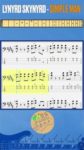Lynyrd Skynyrd - Simple Man (solo) #bass #basstab #tabshorts #lynyrdskynyrd #simpleman #sheetmusic