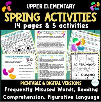 Upper Elementary Spring ELA Activities- Figurative Language & Grammar- 4th grade