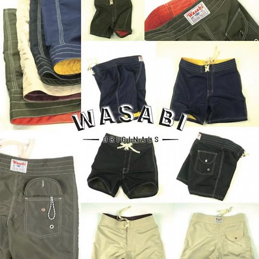WASABI Original ワサビ サーフパンツ ボードショーツ 海パン ナイロン インナーカラー クラシックデザイン メンズ WASABI SURF TRUNKS BLACK 26SU