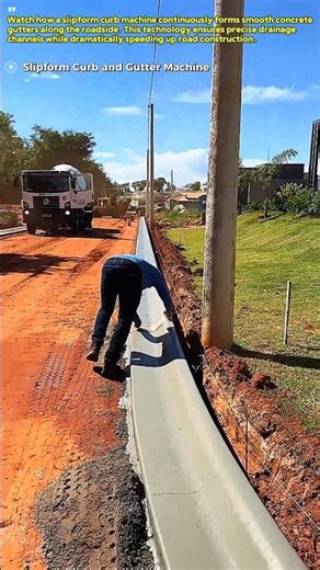 Installing Roadside Concrete Gutter : How This Slipform Machine Creates Perfect Drainage