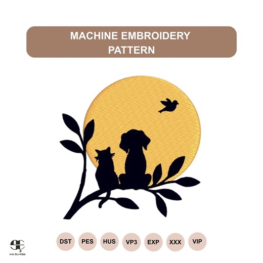 Dog Cat Silhouette Machine Embroidery Design (digital Download) - Etsy