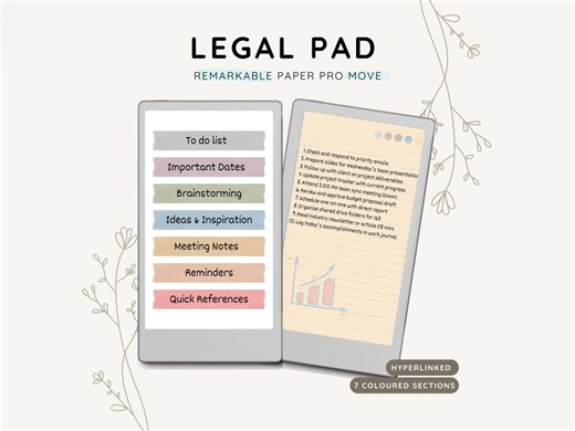 Legal Pad Remarkable Paper Pro Move, Lined Notepad, Meeting Notes, Business Planner, Daily to Do, Notebook, List Digital - Etsy