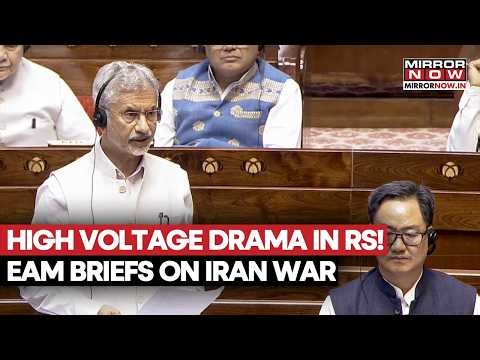 High Voltage Drama In Rajya Sabha As EAM Jaishankar Briefs On Middle East War, Opposition Protests