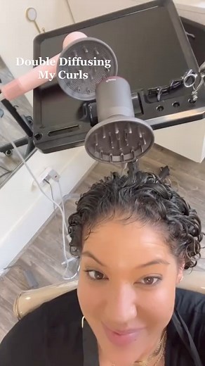 Double diffusing for the win 🤩 This significantly cut down my drying time! #diffusingcurls #doubleup #doublediffusing #hairdryer #curlyhairproblems #curlyhairhacks #curls | Felicia The Curlmetologist