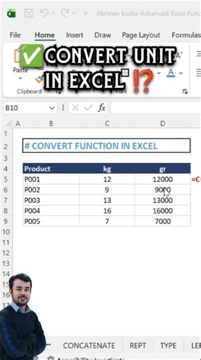 ✅ Convert Unit in Excel #excel #exceltips #exceltricks #shorts #ytshorts