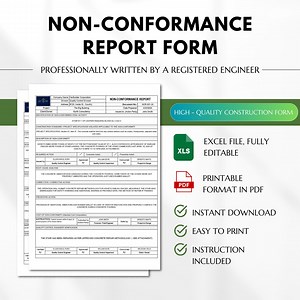 Non-conformance Report for Construction, Non-conformity Report, Quality Control Inspection Report, Construction Forms, Quality Assurance - Etsy