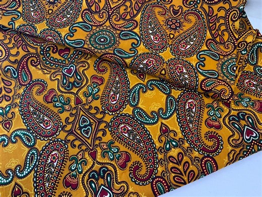 Vintage Cotton Paisley Print Fabric Yardage | 3 Yds. 12 In. X 42 In. W | Quilting, Clothing, Skirts, Boho, Decor - Etsy