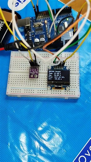 bme280 tempature and humanity and pressure sensor with lcd1306#arduino #reels #shorts #electronics