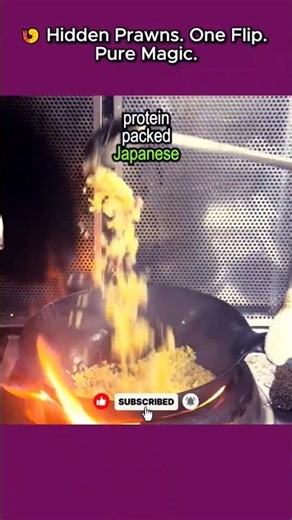 Japanese Prawn Fried Rice — The Flip Reveal That Will Blow Your Mind 🍤🔥 #PrawnFriedRice #foodshorts