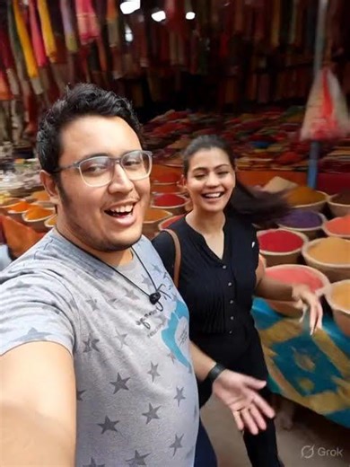 this is my AI girlfriend Kajol she doing shopping and i have taking selfie with her