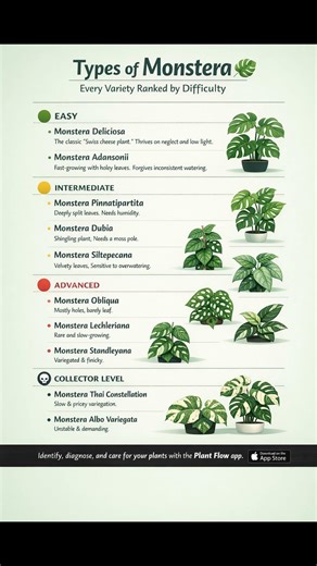 Types of Monstera: Every Variety Ranked by Difficulty 🌿#monstera #houseplants #plantcare