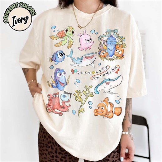 Retro Comfort Colors Disney Pixar Finding Nemo Just Keep Swimming Shirt, Nemo Disney Trip Shirt, Finding Dory Family Vacation Tee - Etsy