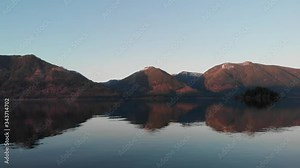 Scenic View Of Cowichan Valley Reflecting On The Calm Waters Of Lake Cowichan In Vancouver Island, British Columbia Under The Bright Blue Sky - Mavic Air Drone