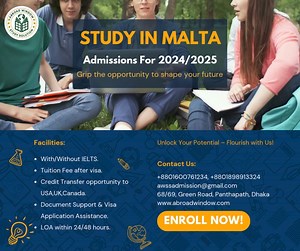 Study in Malta Admission open for- Jan/Feb 2025 Grip the...