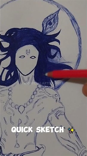 jai shree krishna drawing using blue pen 🥰🤩 | he is aura 🥶